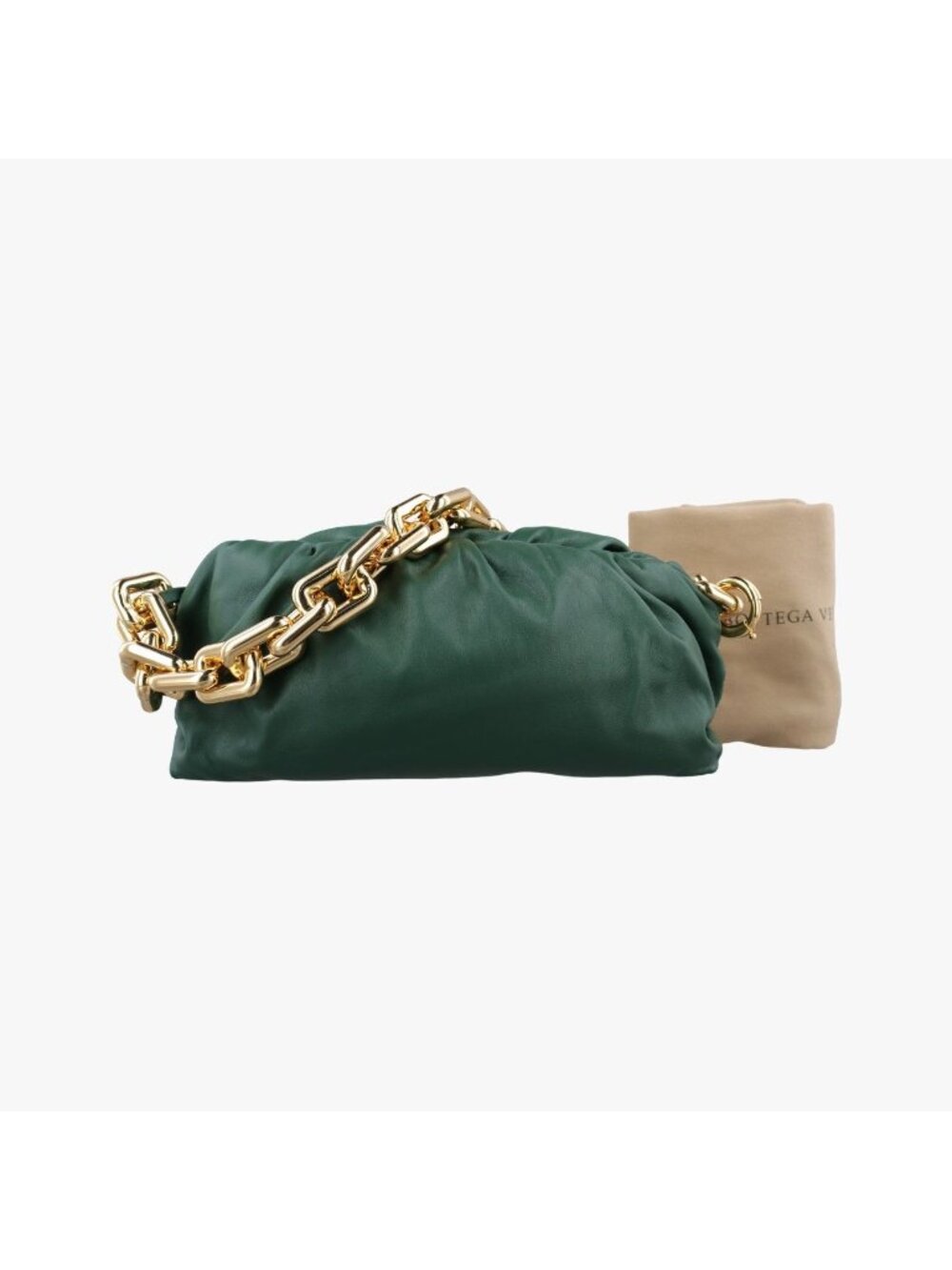 Bottega Veneta the Chain Pouch Green Lambskin